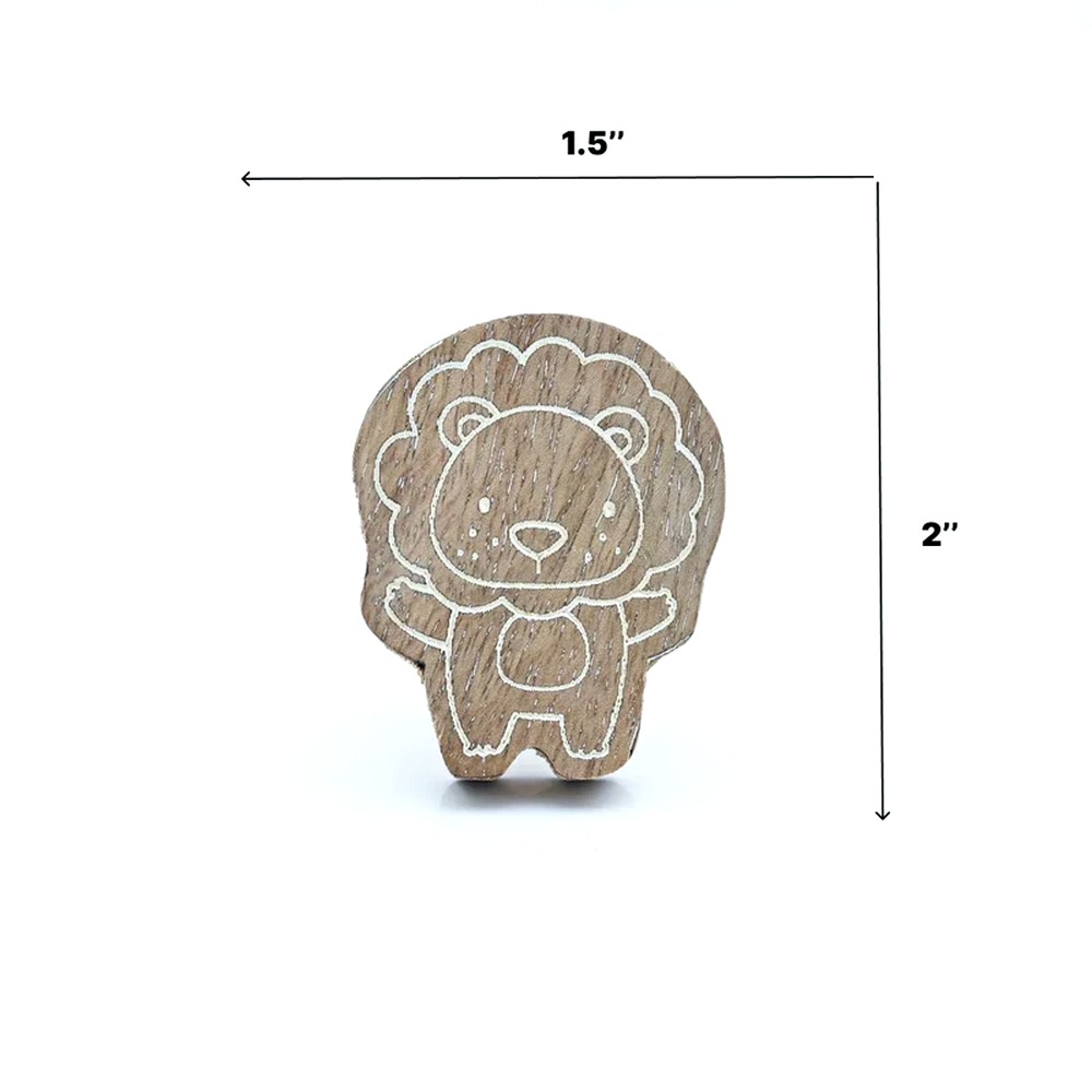 Kids Handmade Mango Wood Lion Knob